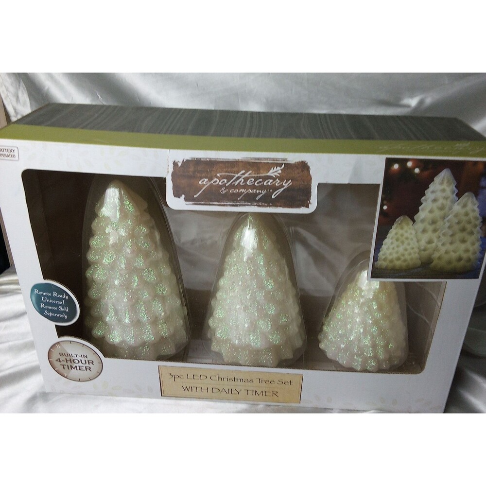 APOTHECARY 3 PIECE LED TREE CANDLE SET W/TIMER